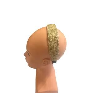 Natural Braided Straw Headband with Gold Thread Detail